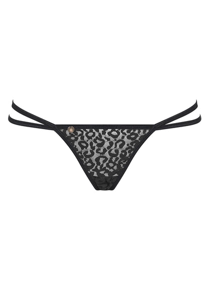 Pantheria Seductive mesh thong with leopard print and removable chain on the bottom