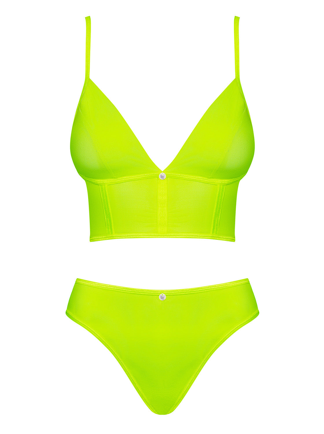 Neonia a seductive top in neon yellow with matching panties in a classic cut