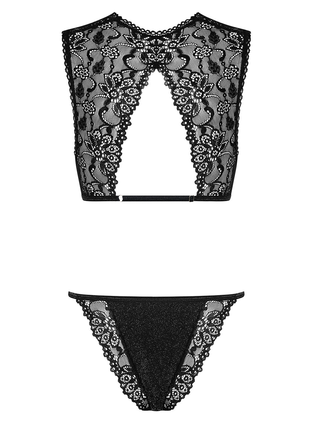 Elisetta Unique black set with elaborate floral lace