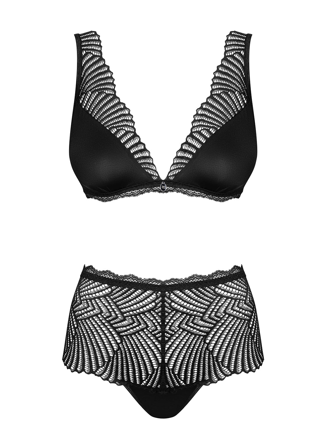 Klarita a seductive set made of soft material in black with transparent and elegantly patterned lace