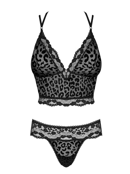 Giully Extraordinary set in transparent and elastic material with animal print in velvet