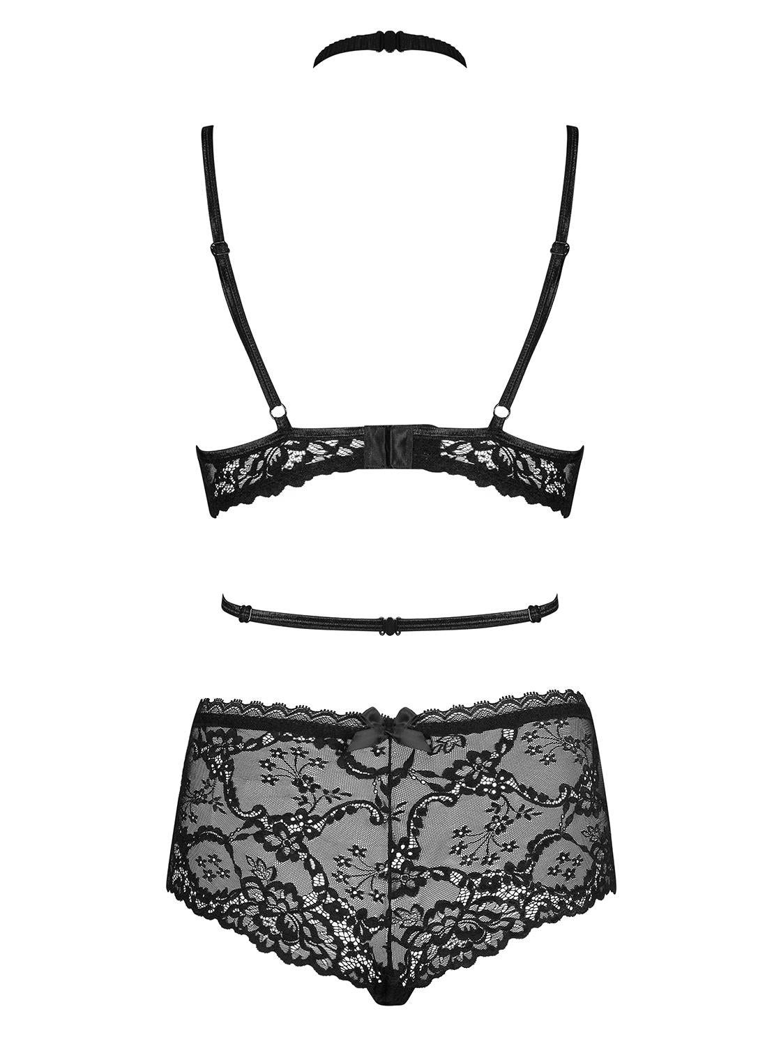 Raquelia a feminine set made of translucent and elastic lace in black