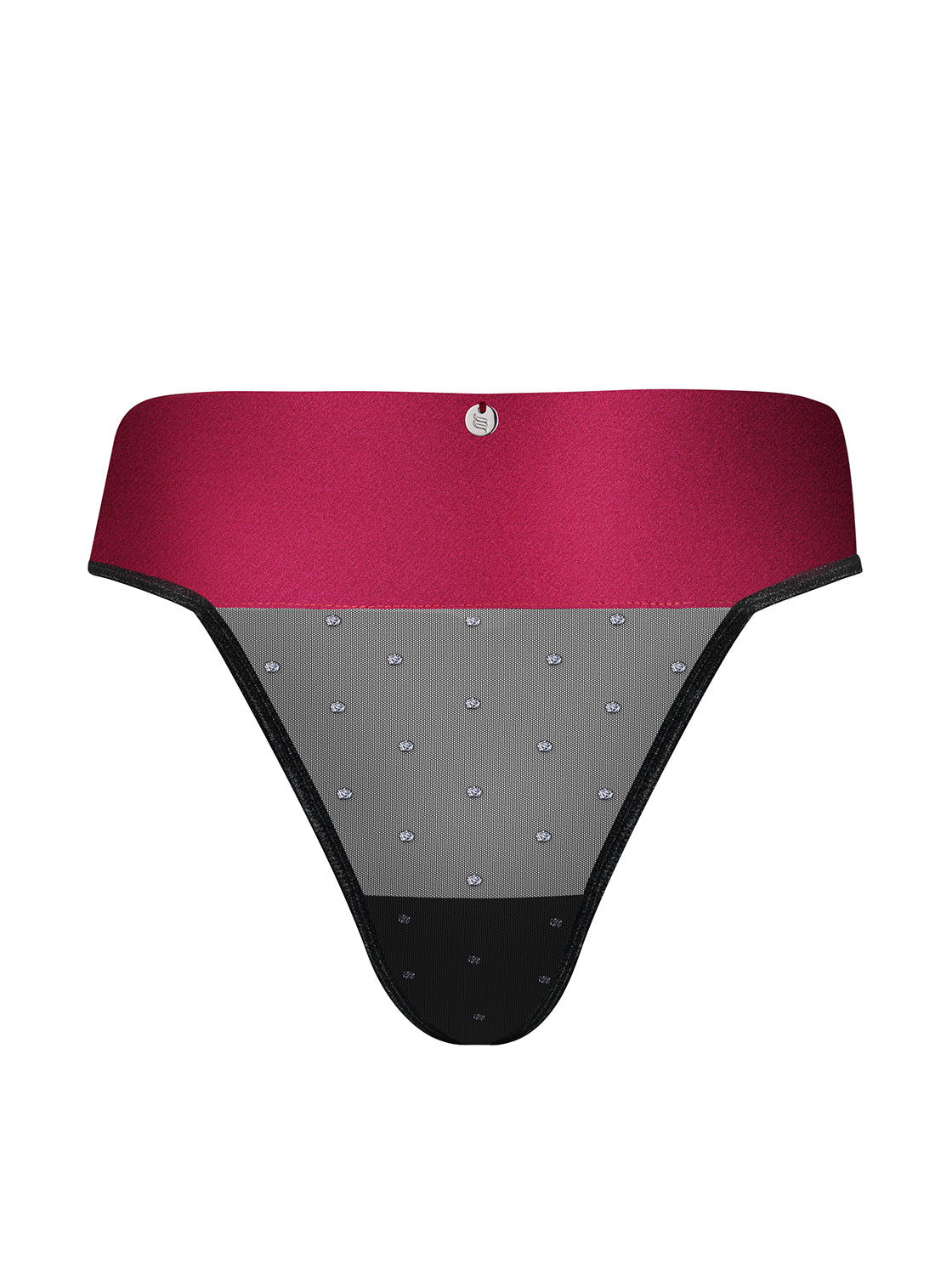 Tienesy unique thong made of translucent material in black with glittering dots