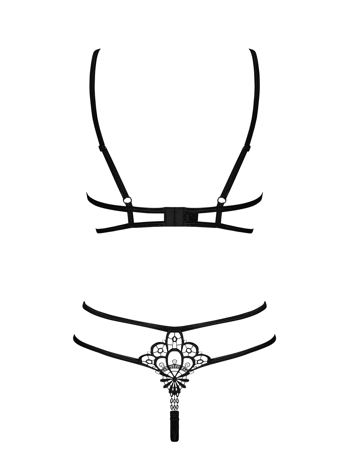 Badossa an elegant, black set of narrow and elastic straps and open underwire cups