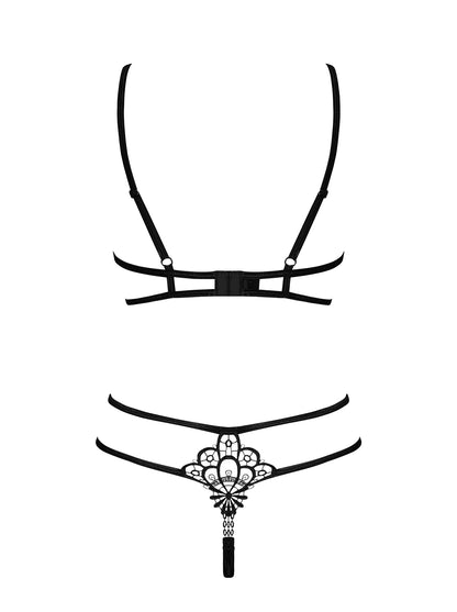 Badossa ein Elegantes, schwarzes Set aus schmalen und elastischen Riemchen  und offenen Bügelcups