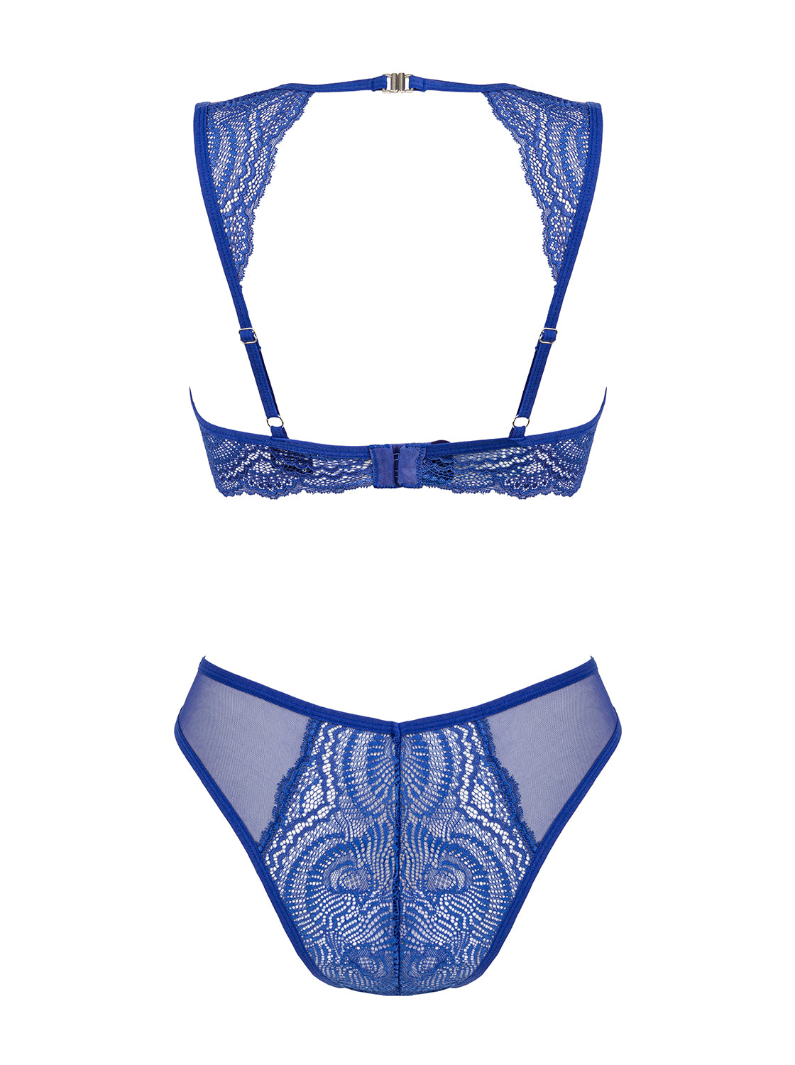 Giselia fantastic set made of delicately translucent and elastic material in blue with elegant lace elements