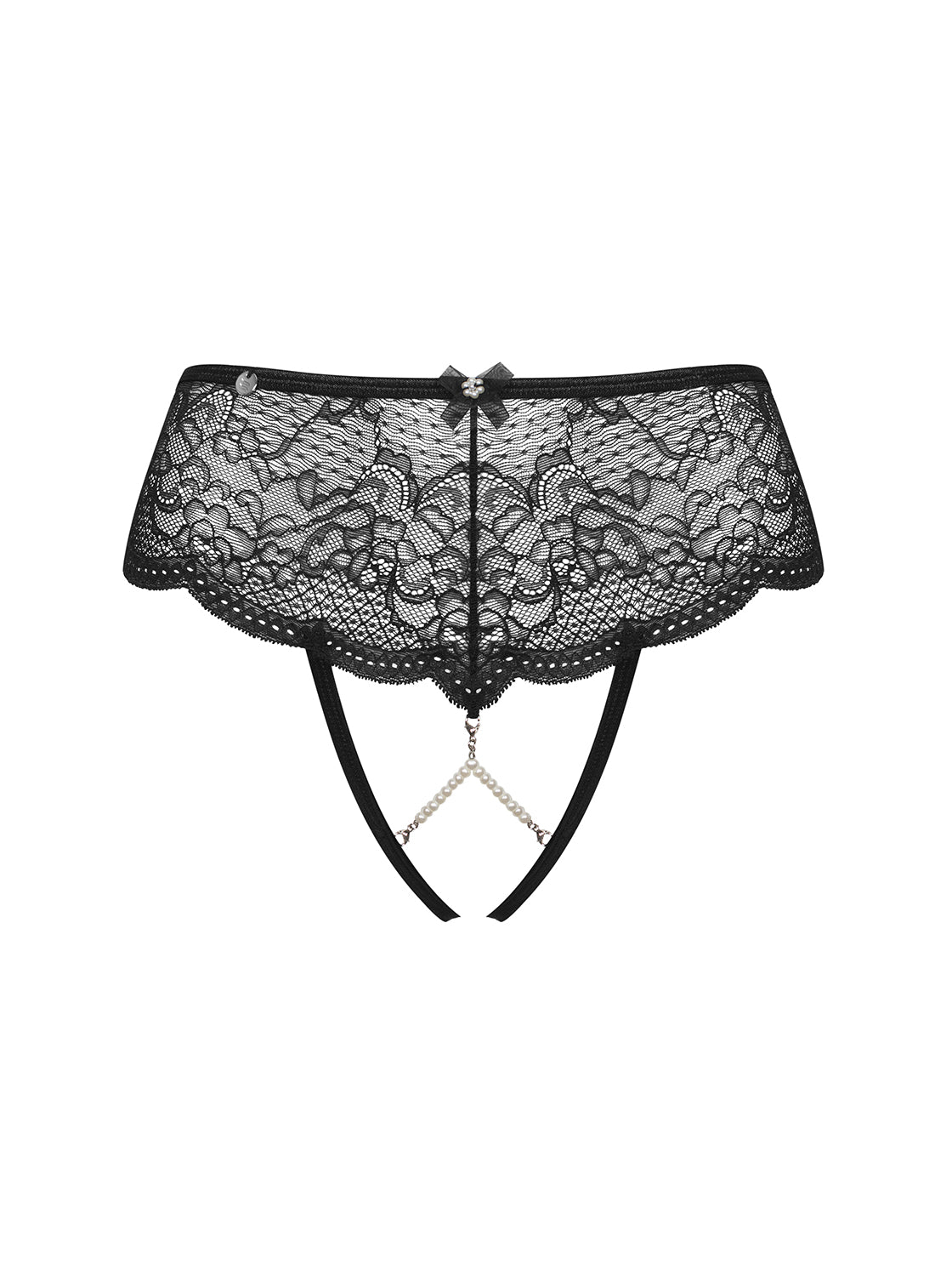 Pearlove a high-cut panty, shiny jewelry details, elegant pearls on the front and open crotch