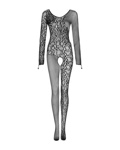 Einzigartiger Bodystocking aus weichem Mesh mit verführerischen Schlangenmuster