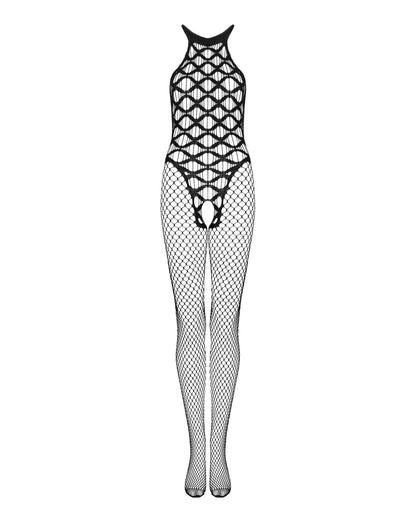 Bodystocking mit grobmaschigen Ausschnitten und offenen Schritt