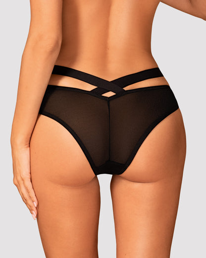 Brasica a beautifully cut black panty made of translucent mesh and striped material