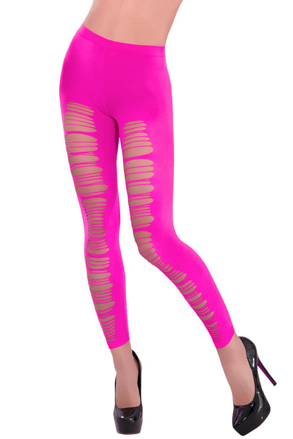 Leggings with slits in neon pink