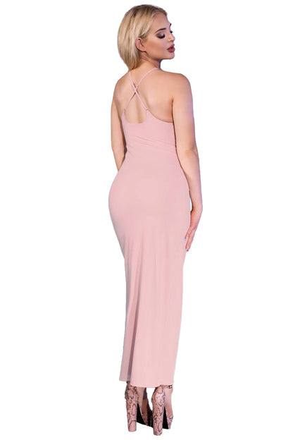 Langes Kleid aus weichem und elastischem Multistretch Material in light pink