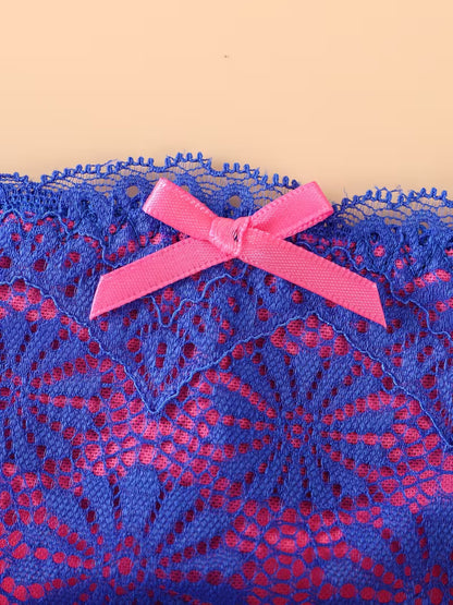 Spitzen Detail BH Set blau pink Schleife hochwertige Verarbeitung