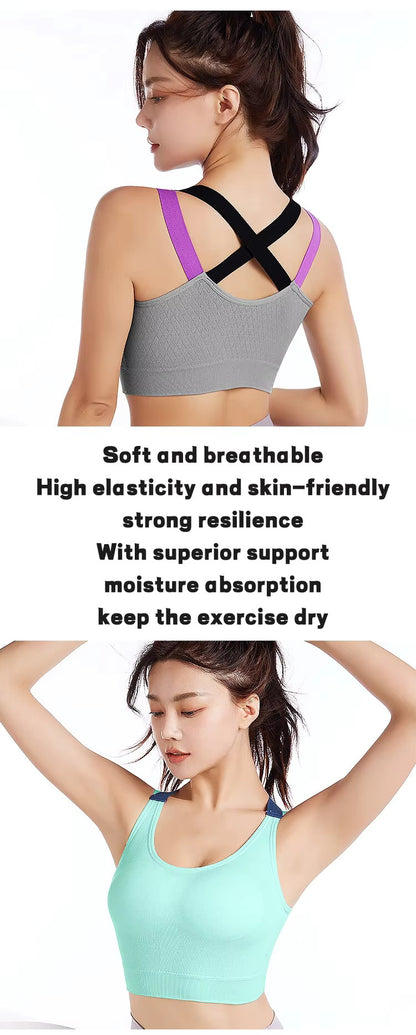 Gepolstert Damen Sport Fitness Yoga Push Up BH Crop Top Bustier Shirt Bra