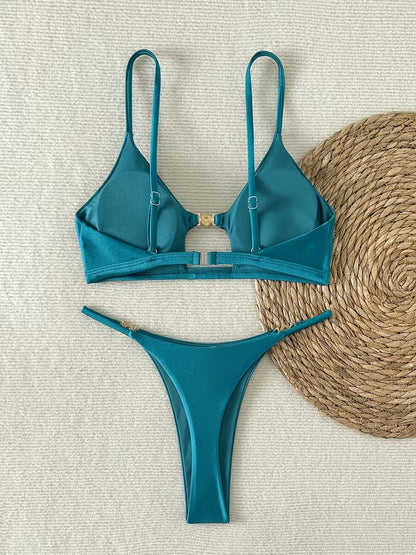 Türkis Bikini Set Rückseite Verschluss Träger Detail