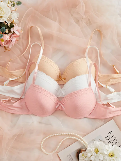 Süßes 3er Pack Damen Bügel Schalen Push Up BH Set Unterwäsche Dessous Cup A B C