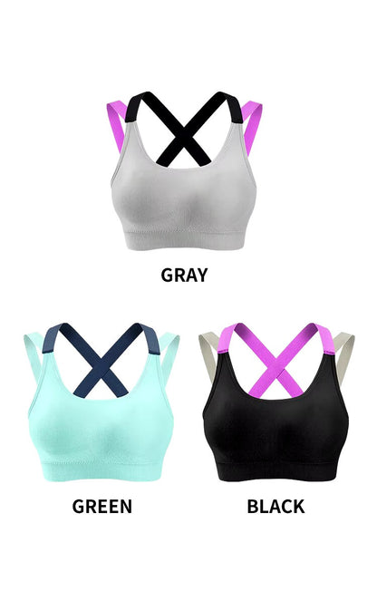 Gepolstert Damen Sport Fitness Yoga Push Up BH Crop Top Bustier Shirt Bra