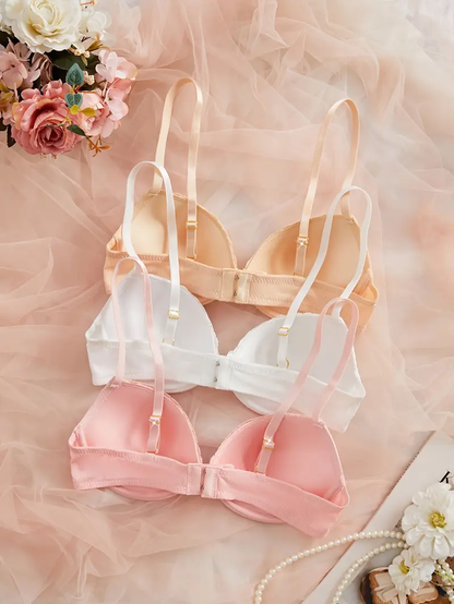 Süßes 3er Pack Damen Bügel Schalen Push Up BH Set Unterwäsche Dessous Cup A B C