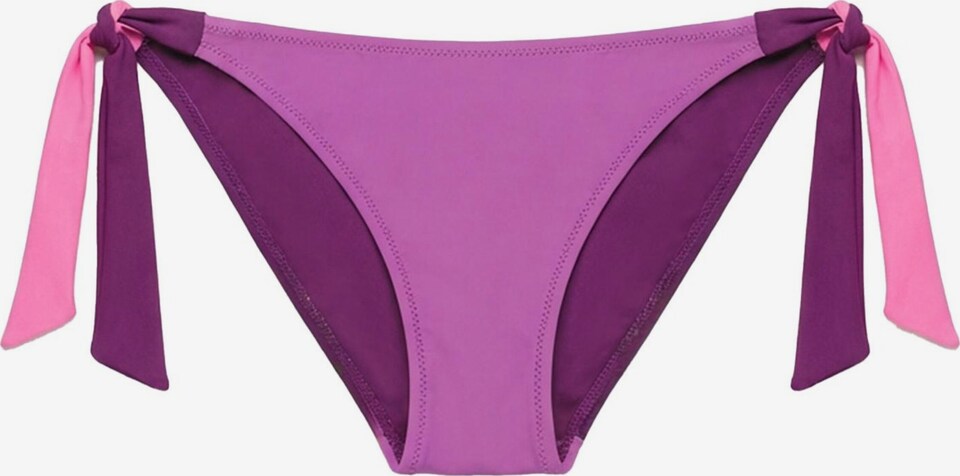 Lila Bikinihose Damen mit seitlichen pinken und violetten Bindebändern