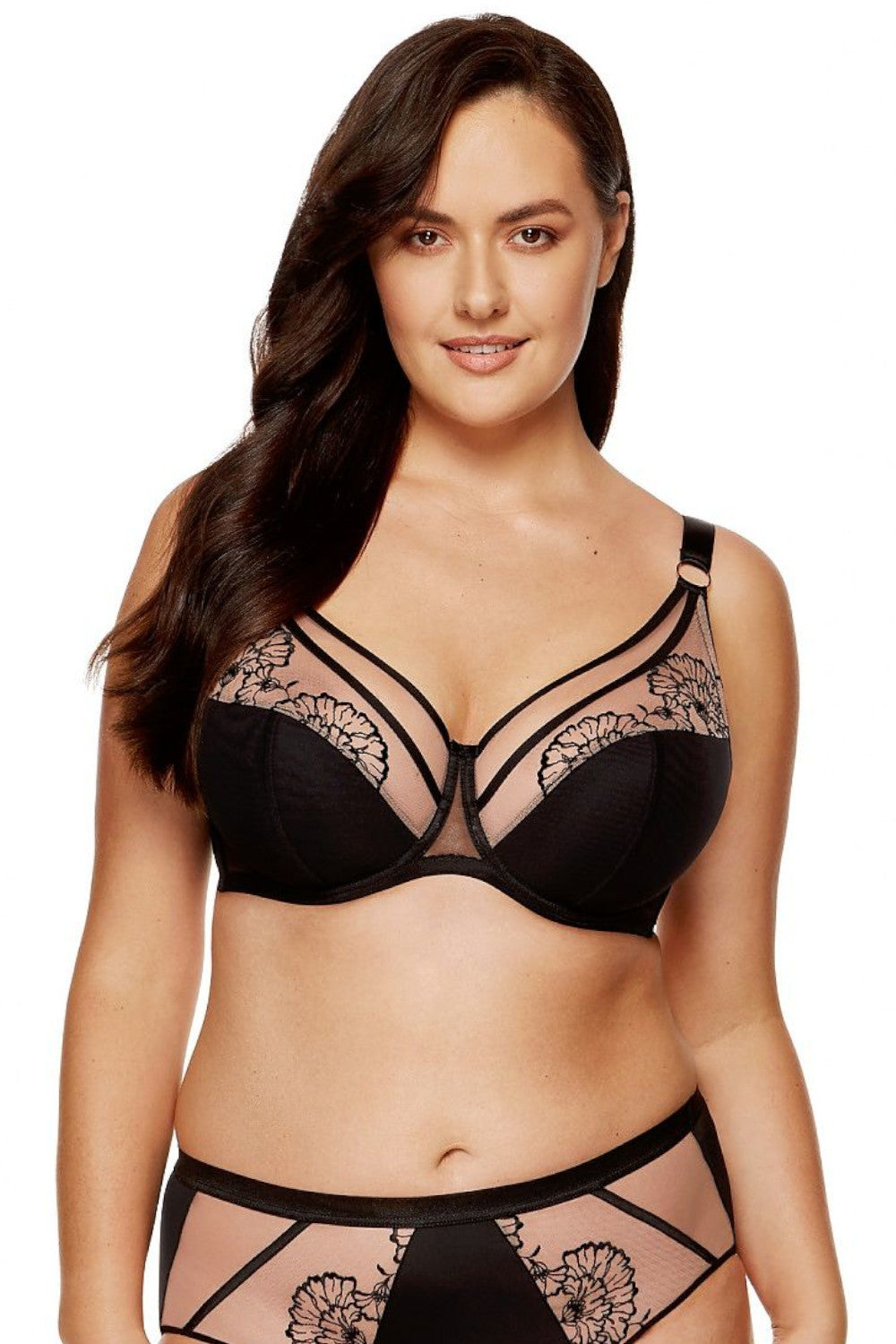 Eleganter Semi Soft BH mit Tüll, Mesh und Stickereien Cups B-K 198255