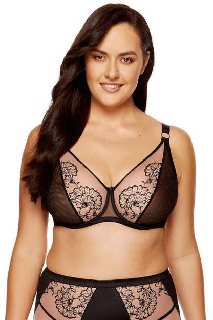 Eleganter Soft BH Transparente weiche Cups mit Stickerei Cup B-K 198256