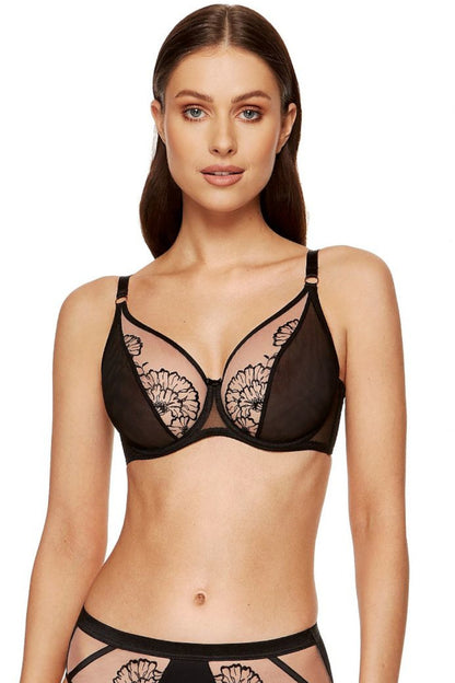 Eleganter Soft BH Transparente weiche Cups mit Stickerei Cup B-K 198256