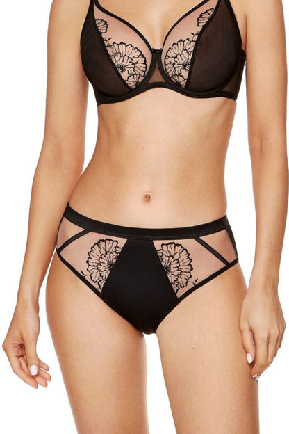 Elegantes Höschen aus glattem Strick Netz und floraler Stickerei 198254