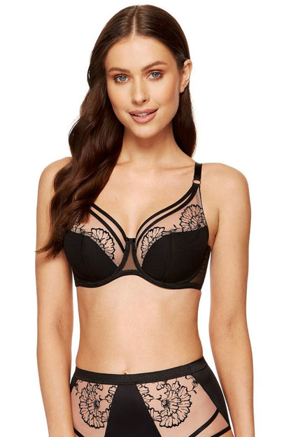 Eleganter Semi Soft BH mit Tüll, Mesh und Stickereien Cups B-K 198255