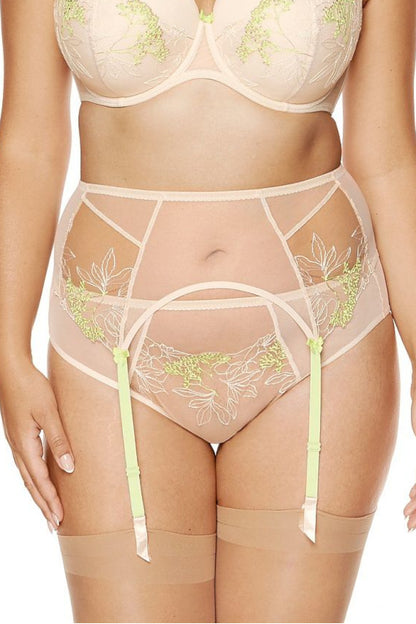 Strumpfhalter aus Tüll und bunter Stickerei mit Blumenmuster 198753