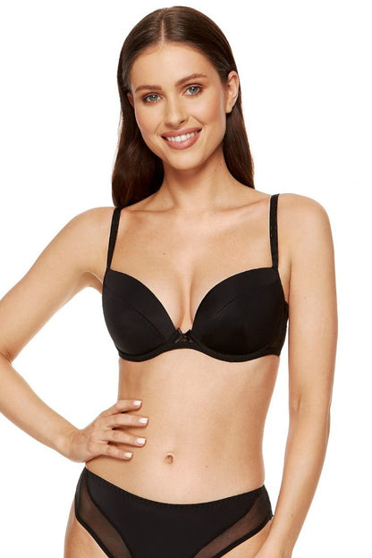 Push Up in schwarz BH mit kleiner Zierschleife Cup A-F 190104