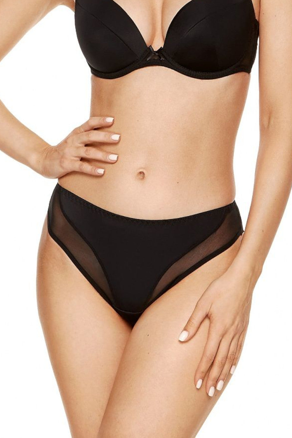 Klassisch geschnittener String Tanga in Schwarz 190109
