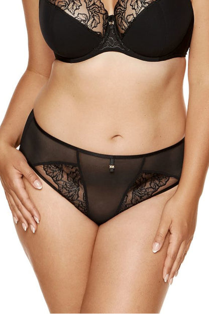 Klassischer Slip aus Tüll verziert mit blumiger glänzender Stickerei 203828