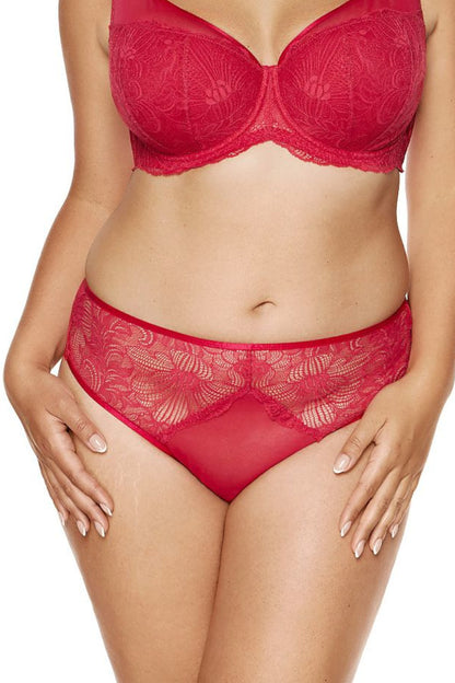 Rouge Slip aus dekorativer roter Spitze mit Blumenmuster 206642