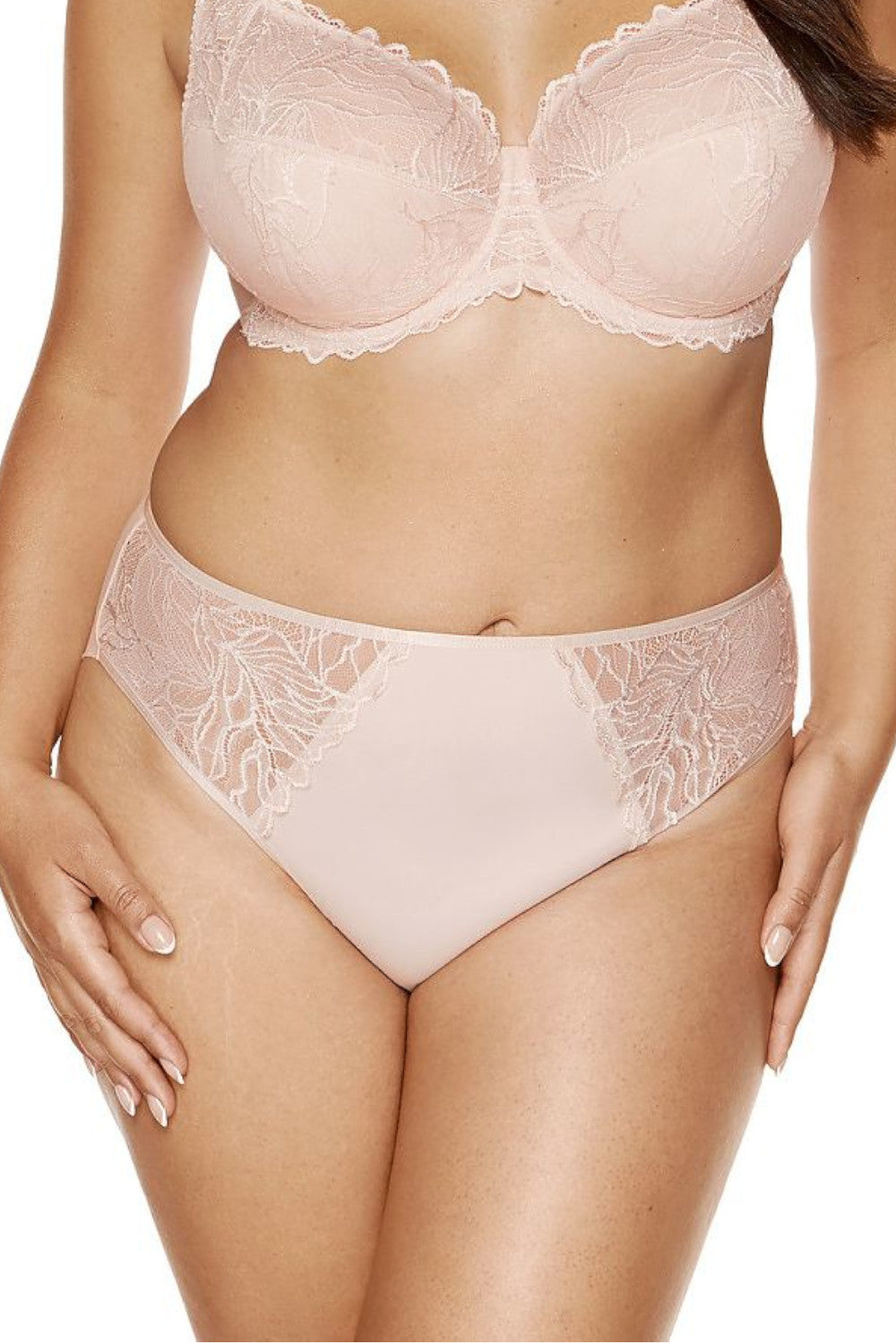 Klassischer Slip aus Tüll und Stoff verziert mit Blumenspitze 208967