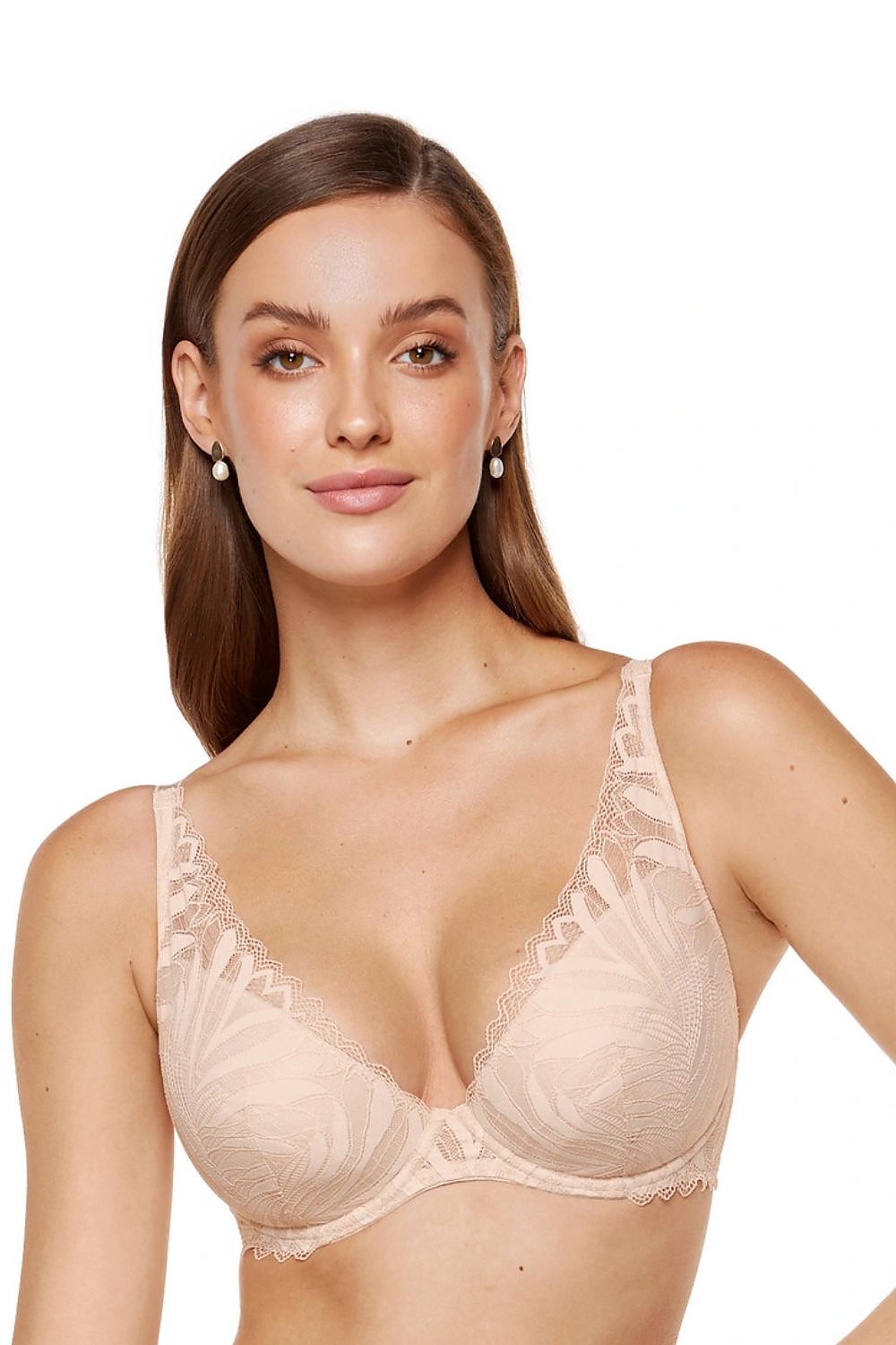 Detailansicht des Eclipse Spitzen-BHs in Nude mit floraler Spitze und Push-up-Effekt