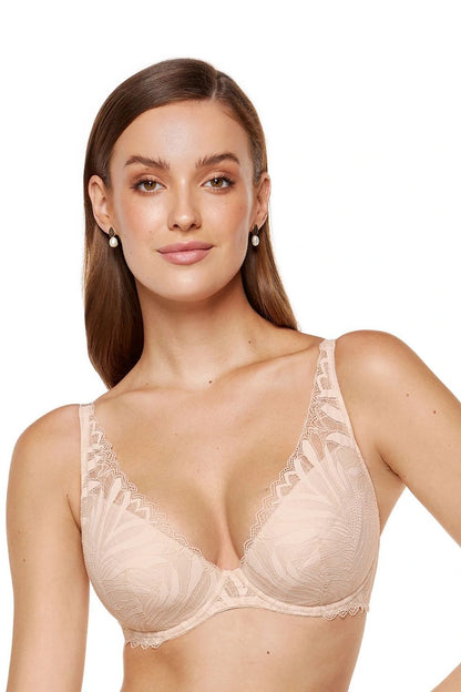 Detailansicht des Eclipse Spitzen-BHs in Nude mit floraler Spitze und Push-up-Effekt
