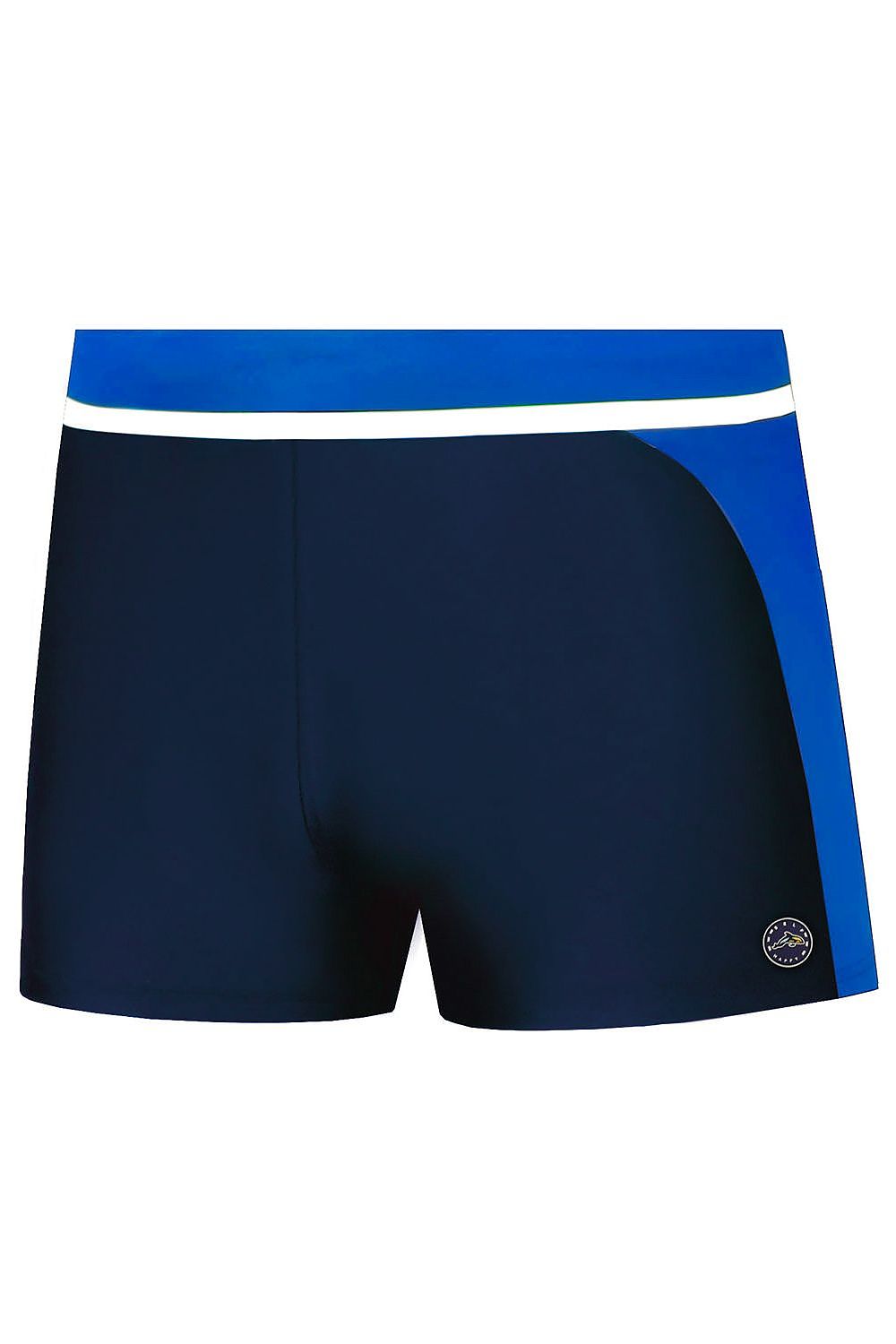 Herren Badehose S99F in Dunkelblau mit blauen Seiteneinsätzen und weißem Streifen, Vorderansicht