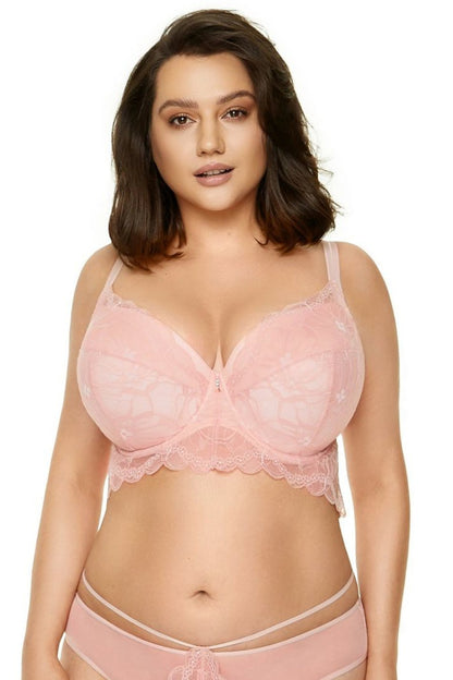 Gepolsterter BH mit eleganter Spitze und floralem Muster Cup B-H 154222