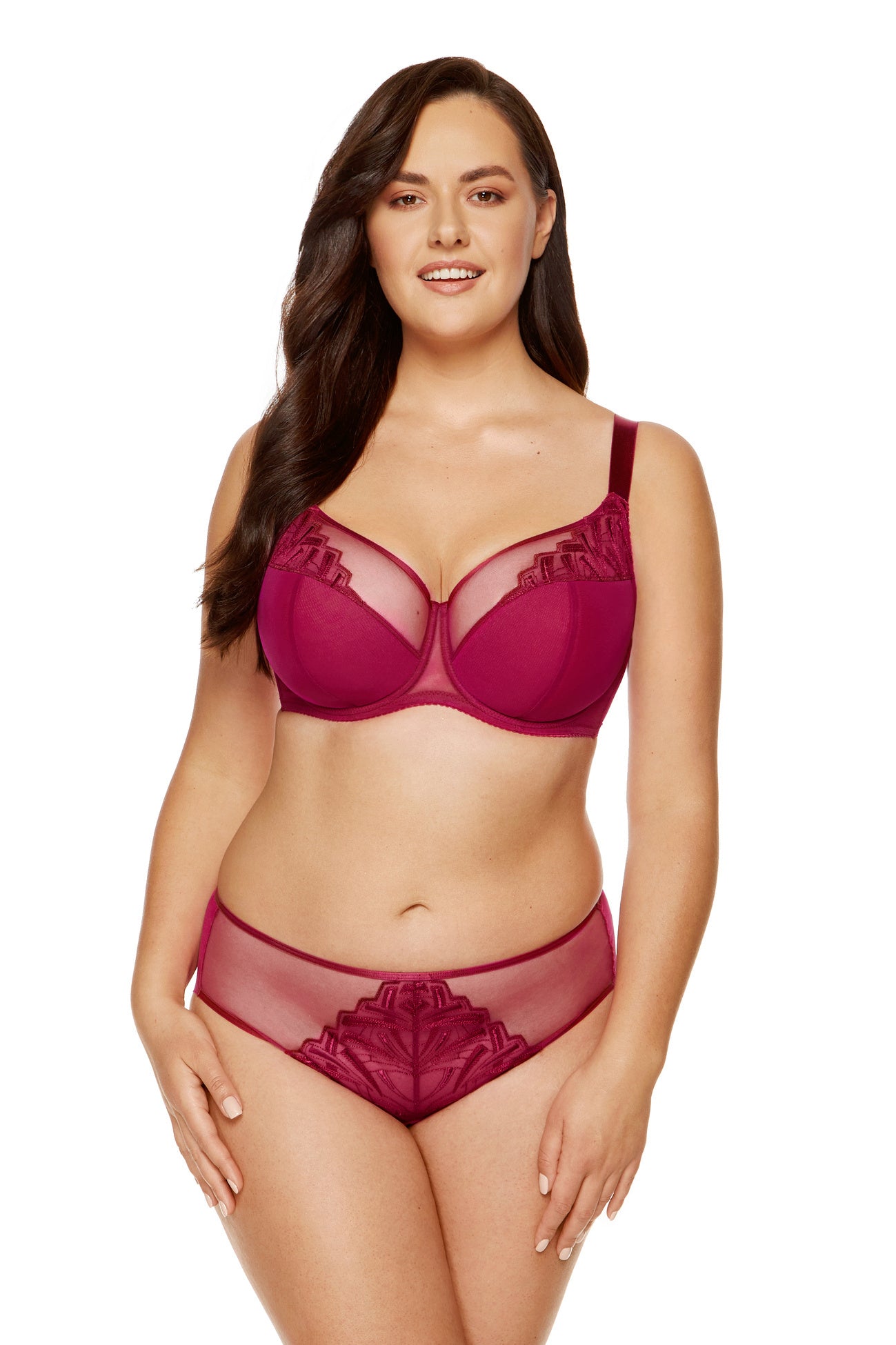 Halb gepolsterter BH mit glänzender Stickerei in Fuchsia Cup B-L 194814