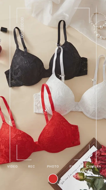 3er Pack Damen 3 x Bügel Schalen gepolstertes BH Set Unterwäsche Dessous Cup B